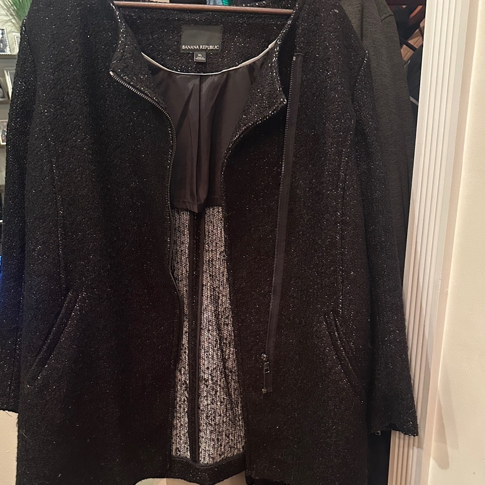 Banana Republic Black Women's Blazer with Zipper Detail
